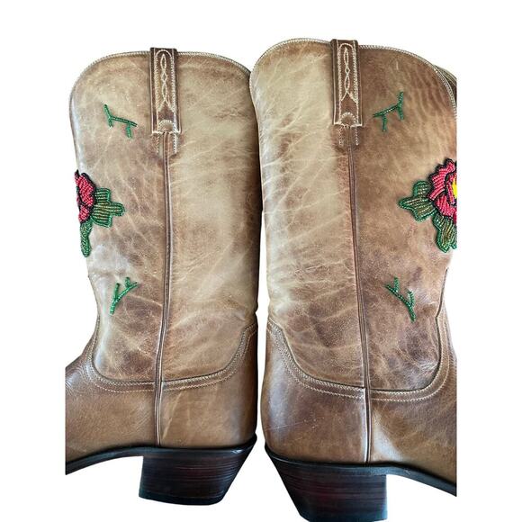 Lucchese Charlie 1 Horse Tan Beaded Flower Snip Toe Western Cowgirl Boot size 10 - Picture 15 of 15